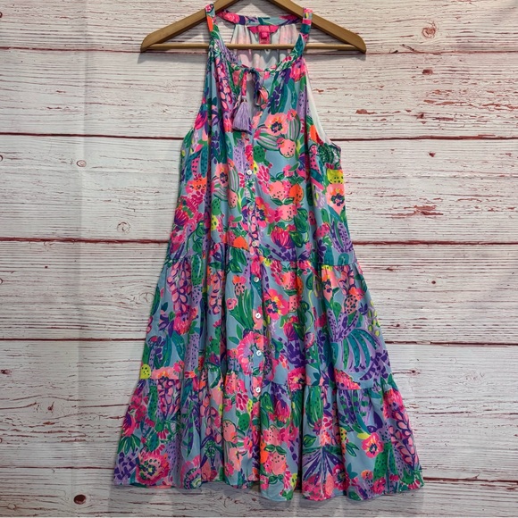 Lilly Pulitzer Carolane Lileeze Halter Swing Dress Multi Me and My Zesty Sz S - Picture 4 of 15